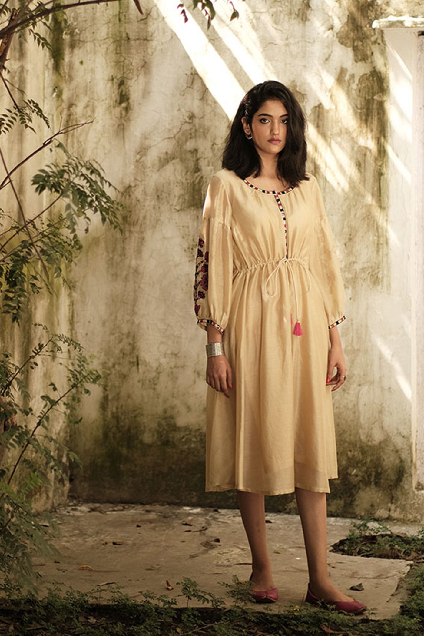 Sunehri Peasant Dress