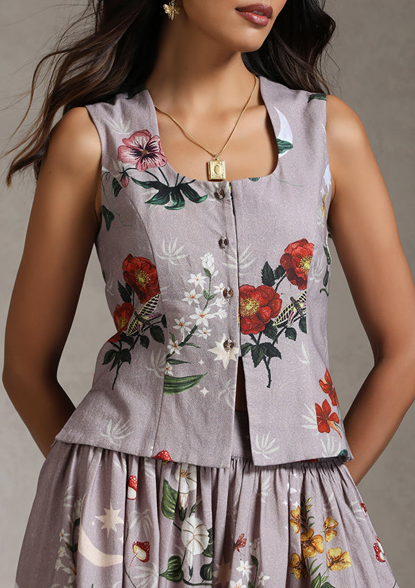 Lavender Botanical Skirt and Vest Set of 2
