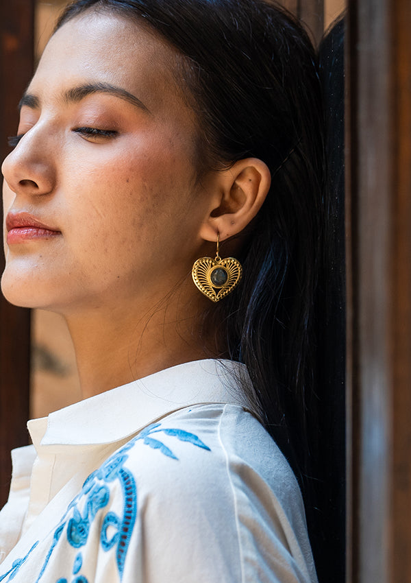 Vintage Brass Love Earrings