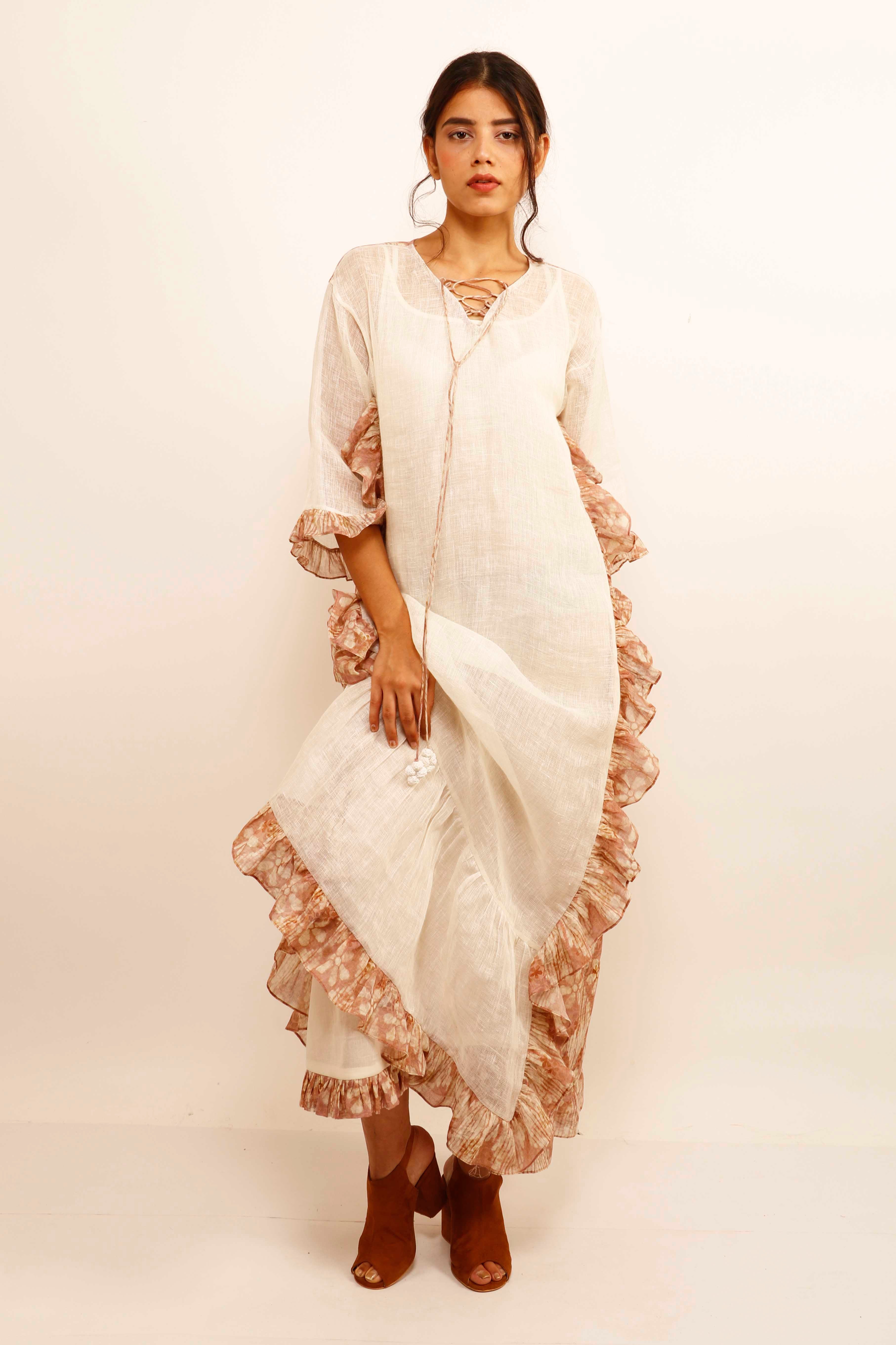 Simolina Gauze Frill Dress - shopraiman