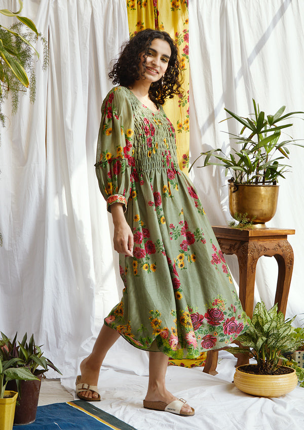 Sage Smock Dress