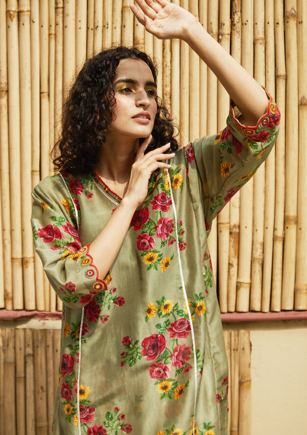 Sage Chanderi Kurta