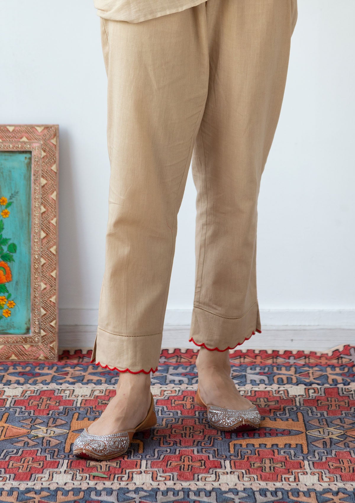 Beige Narrow Pants