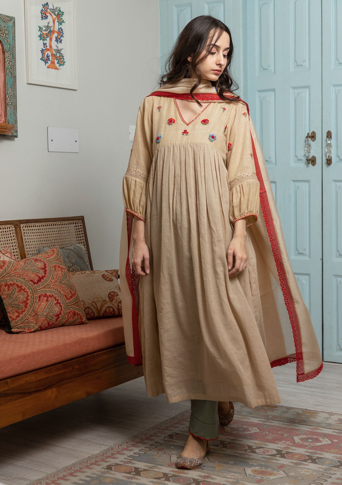 Beige Chanderi Dupatta