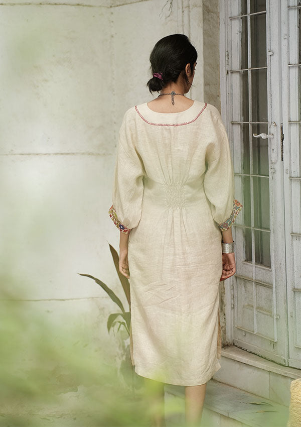 Sunehri Linen Dress