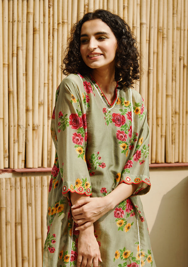 Sage Chanderi Kurta