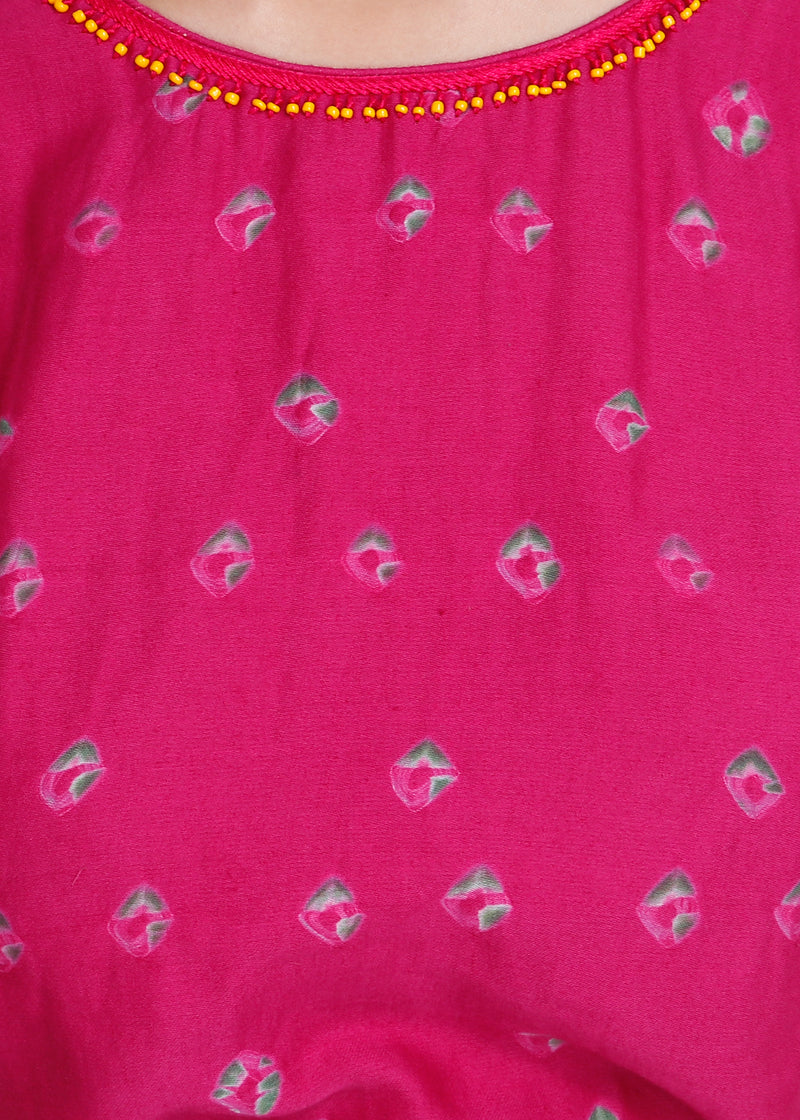 Fuchsia Bandhej Dianella Dress - shopraiman