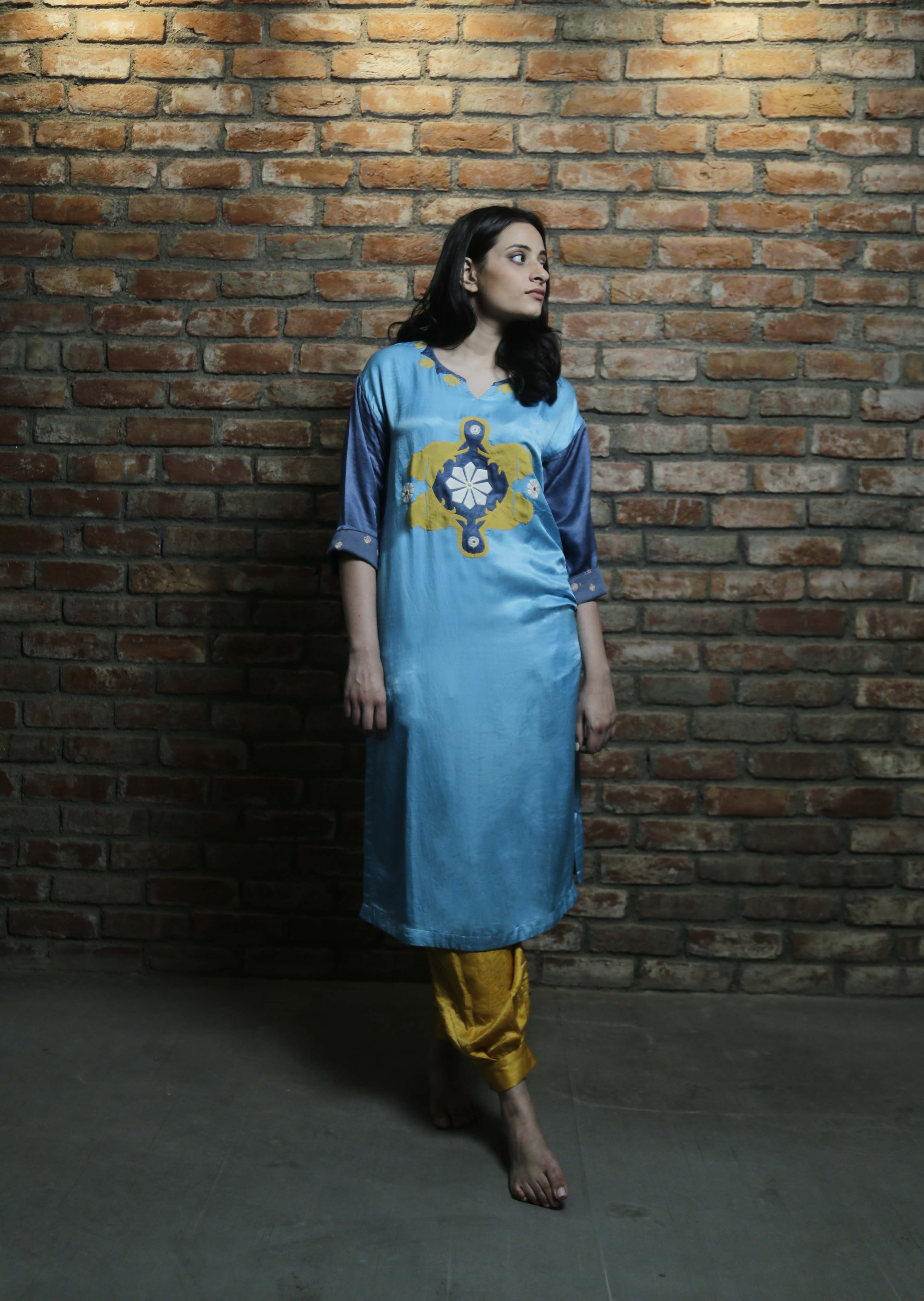 turqoise box tunic - shopraiman