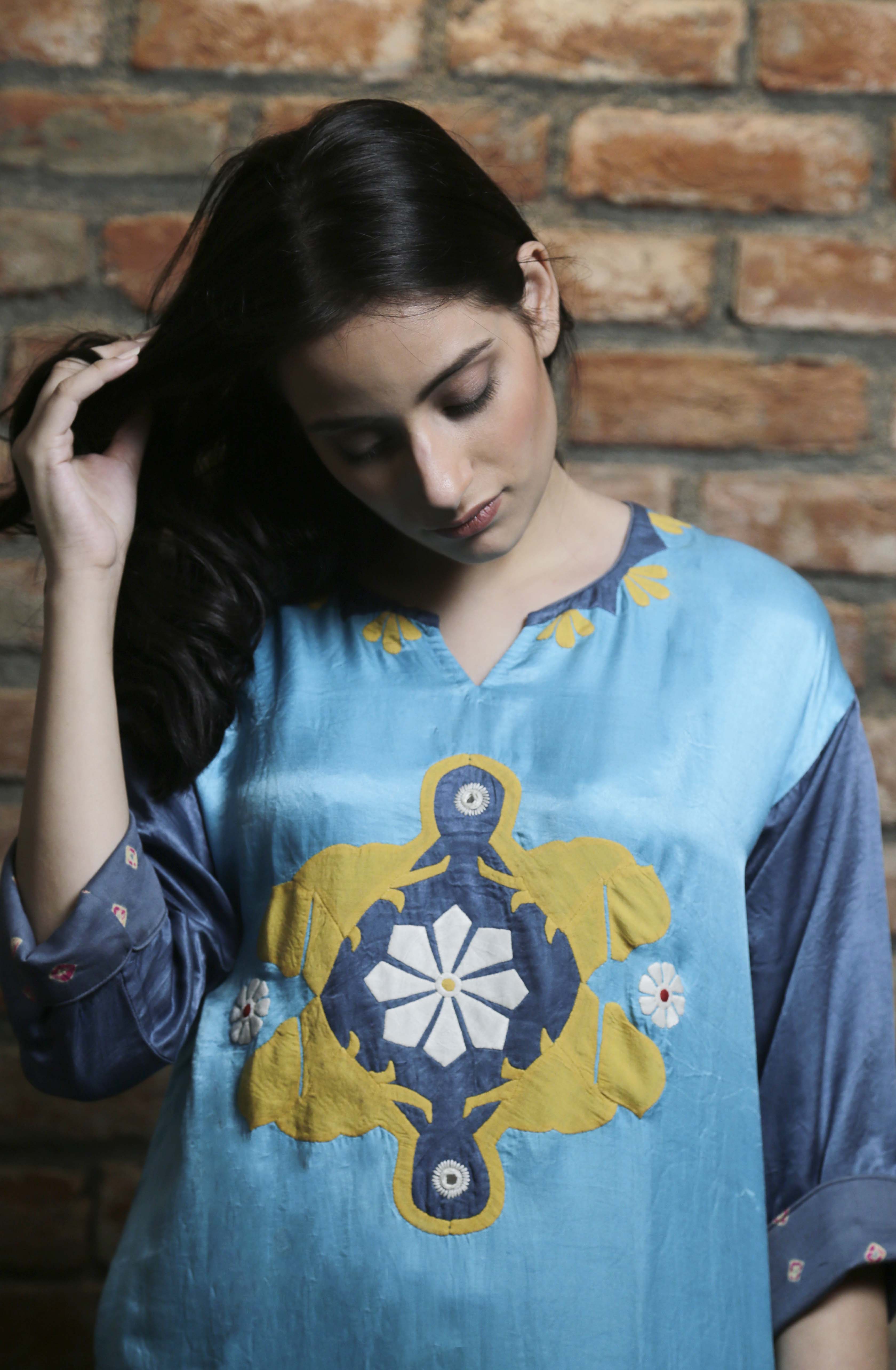 turqoise box tunic - shopraiman