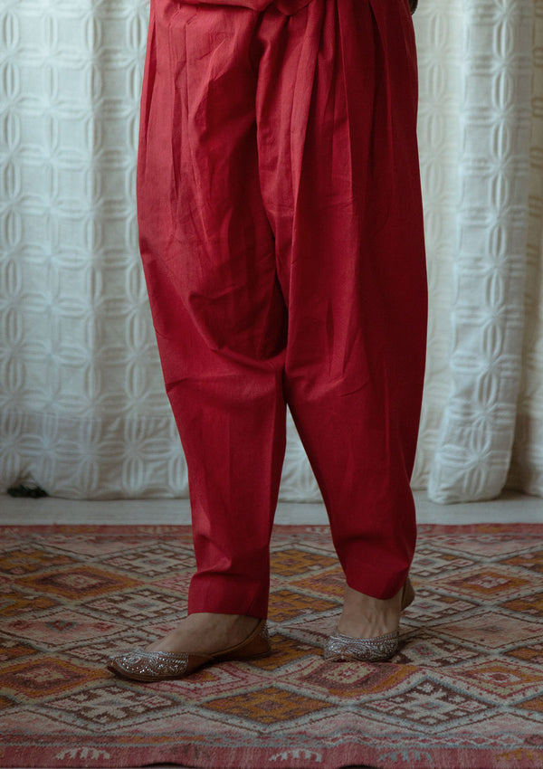 Red Narrow Salwar Pants