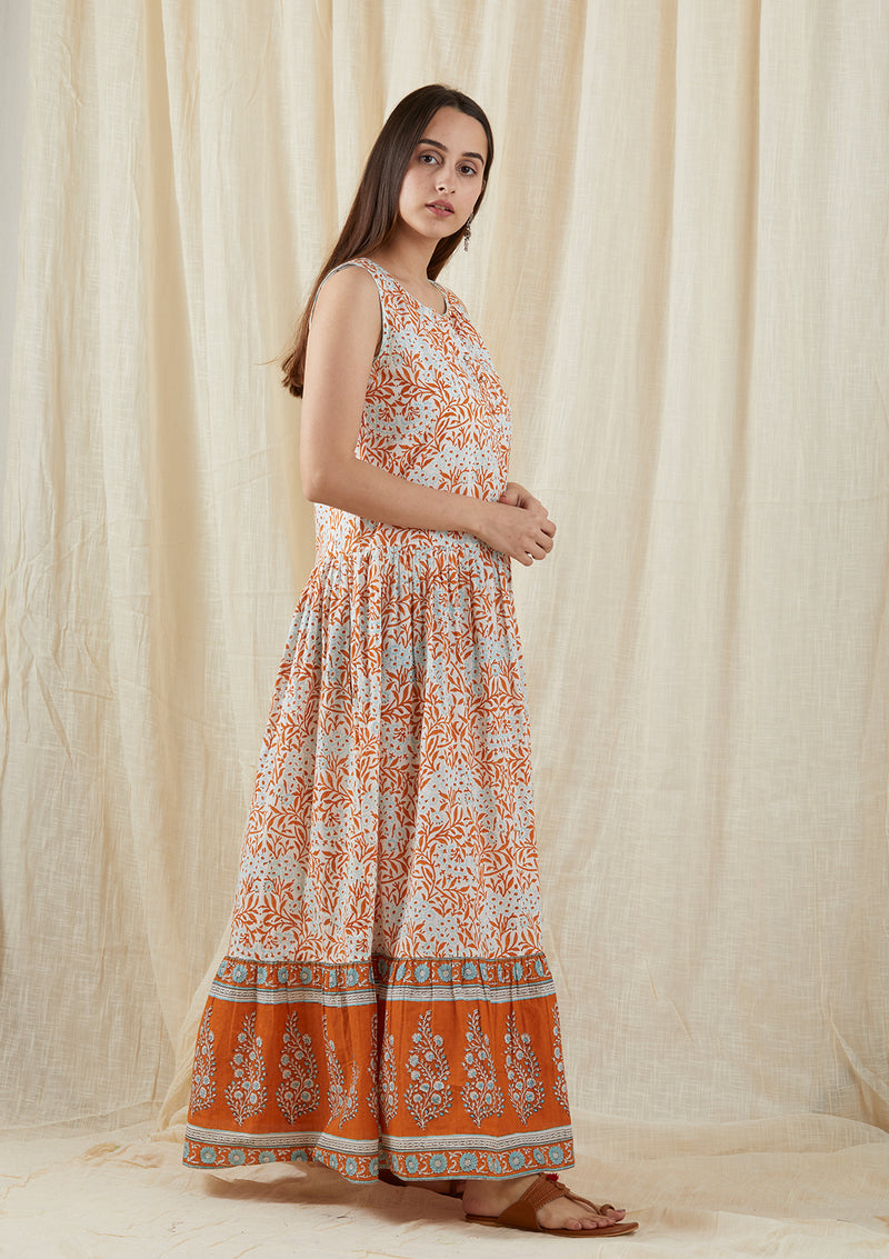 Pastel Aqua Orange Frill Dress