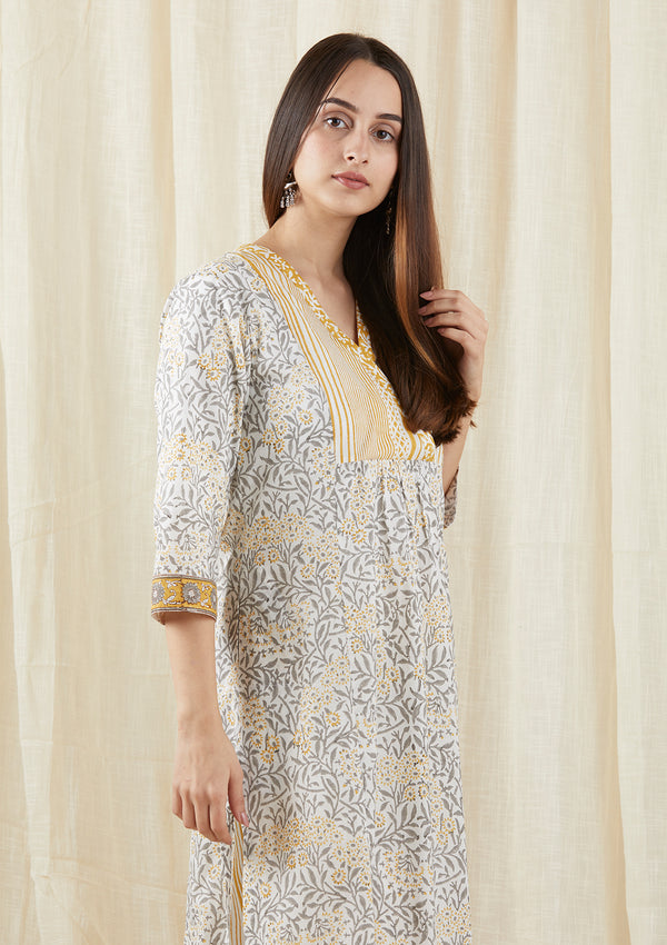 Grey Carnation Yoke Tunic