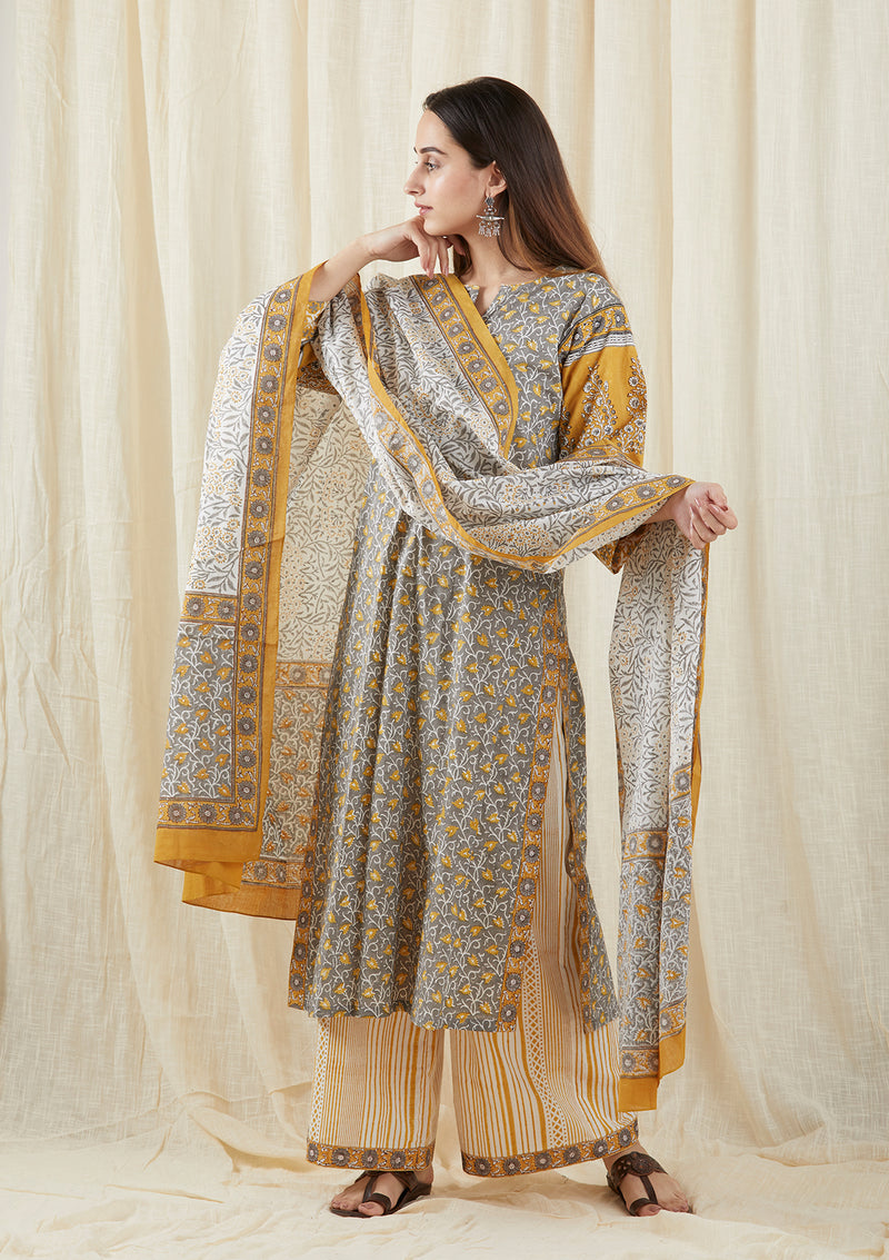 Grey Chinar Kalidar Tunic
