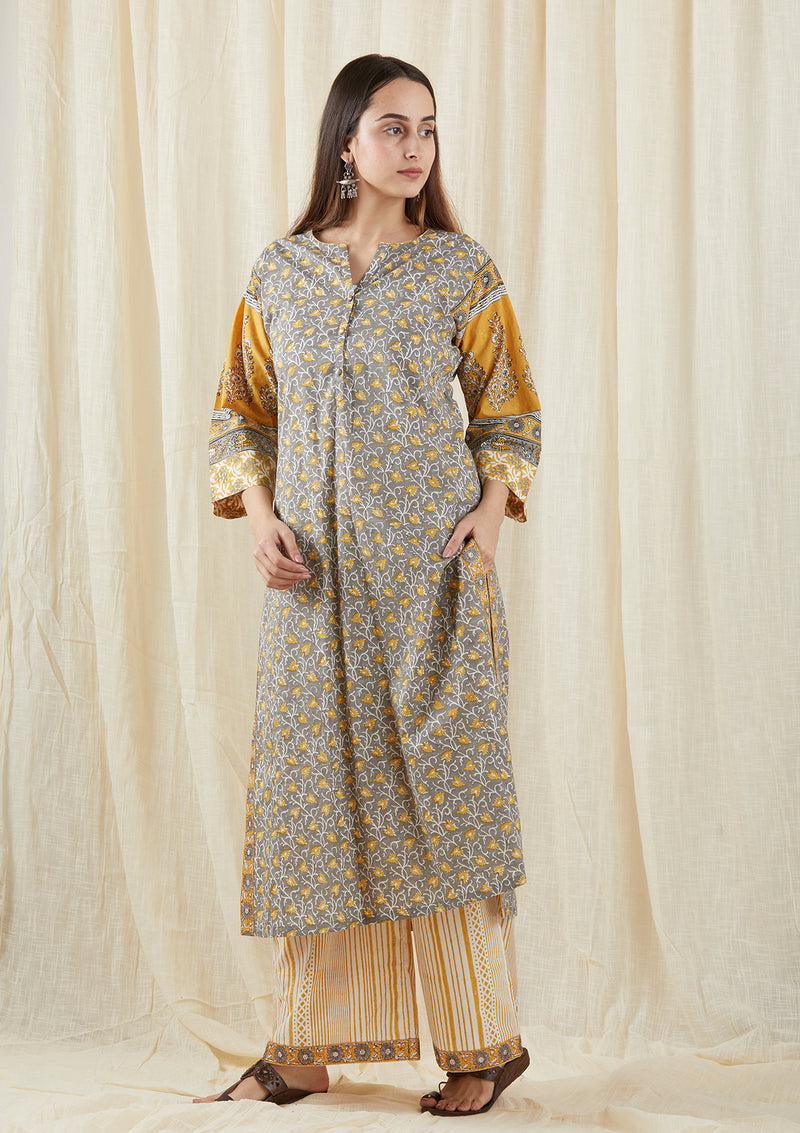 Grey Chinar Kalidar Tunic