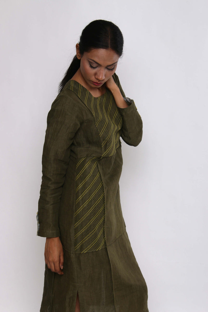 Olive Panel Tunic - shopraiman