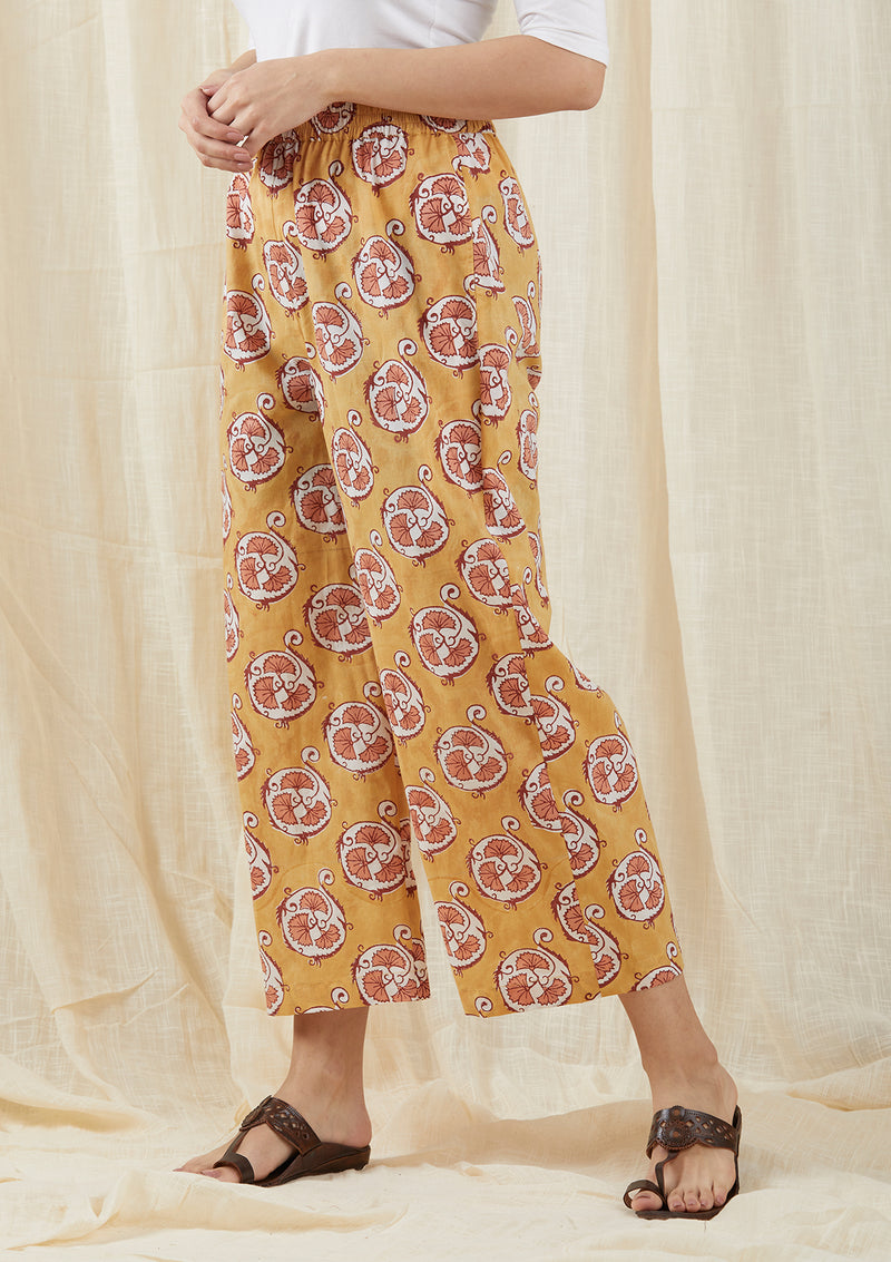 Mustard peach floral pants